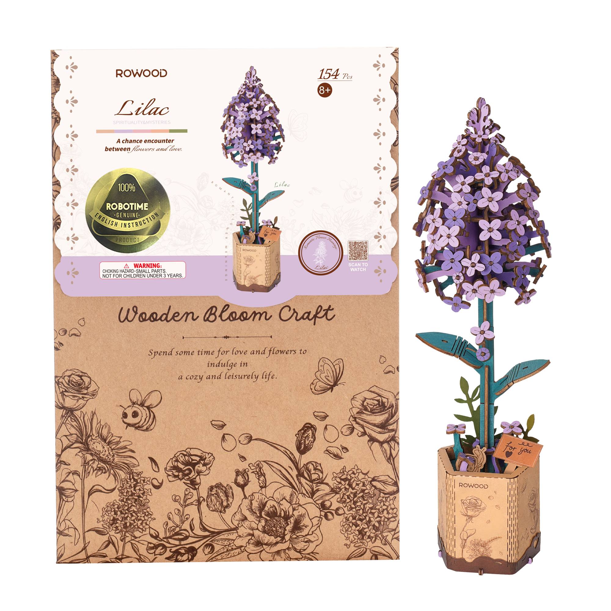 Robotime Rowood DIY Lilac 3D Wooden Puzzle (TW021) Wooden Flower